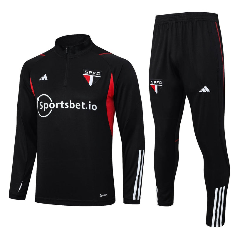 Conjunto de Frio São Paulo 2023/24 Preto - Treino - JH ESPORTES - CAMISA DE TIMES