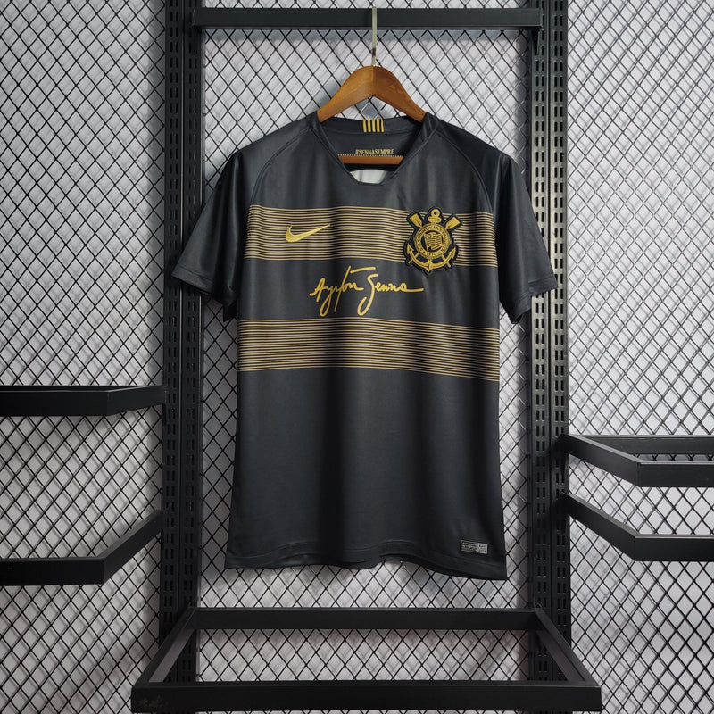 Camisa Corinthians Ayrton Senna 18/19 Retrô - Preta - JH ESPORTES - CAMISA DE TIMES