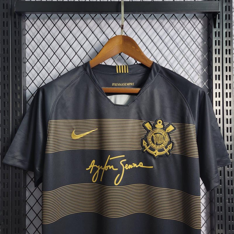 Camisa Corinthians Ayrton Senna 18/19 Retrô - Preta - JH ESPORTES - CAMISA DE TIMES