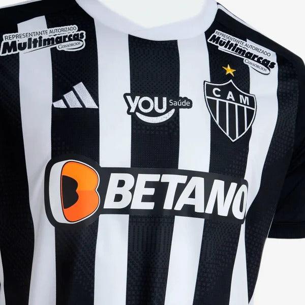 Camisa Atlético Mineiro Home 24/25 - Preta e Branca - C/ Patrocínio - JH ESPORTES - CAMISA DE TIMES