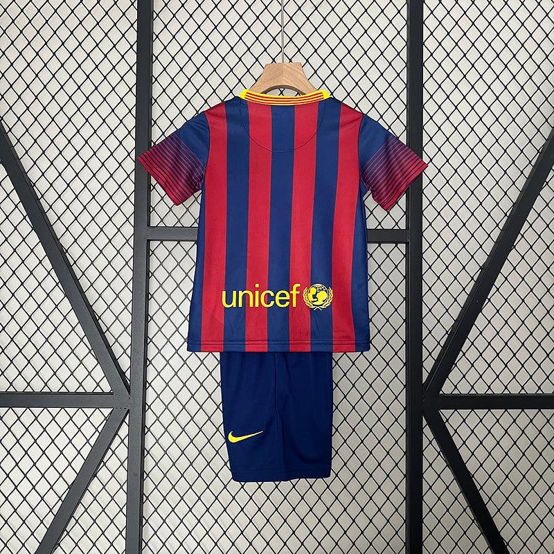 Conjunto Retrô Infantil Barcelona l 2013/14 - Modelo Torcedor