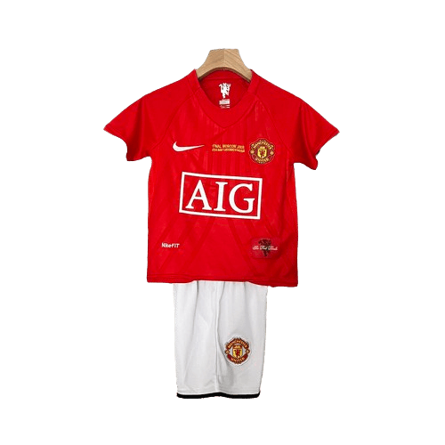 Conjunto Retrô Infantil Manchester United l 2007/08 - Modelo Torcedor