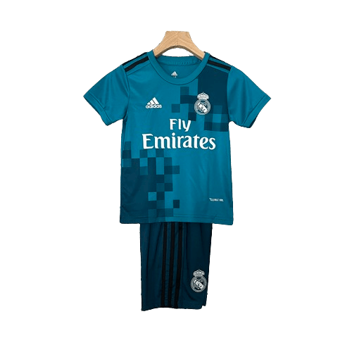 Conjunto Retrô Infantil Real Madrid ll 2017/18 - Modelo Torcedor