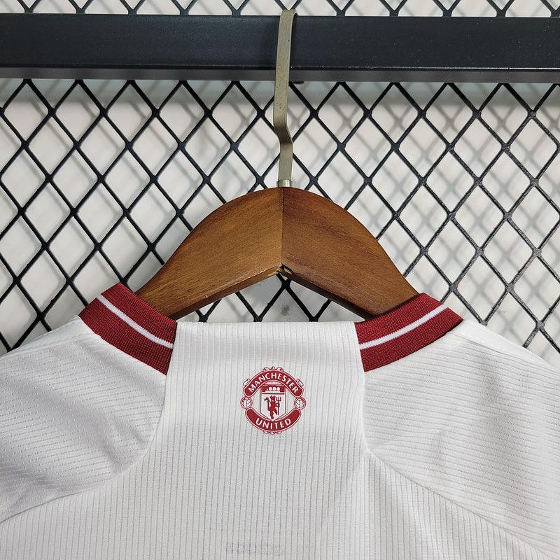 Conjunto Infantil Manchester United lll 2023/24 Branco - Modelo Torcedor