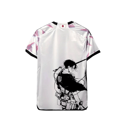 Camisa Japão Anime Attack on titan Levi 24/25 - Torcedor Masculina - Branco com detalhes em Preto