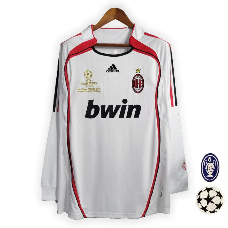 Camisa Retrô Milan II Away 2006/07 Manga Longa Masculino Branco - JH ESPORTES - CAMISA DE TIMES