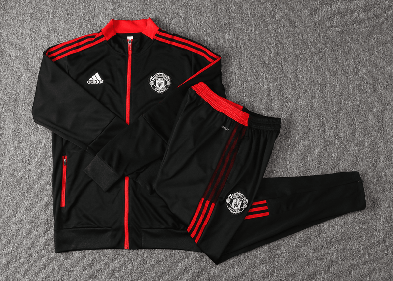 Conjunto Manchester United Adidas 2022/23 Zíper Longo Masculino Preto - JH ESPORTES - CAMISA DE TIMES