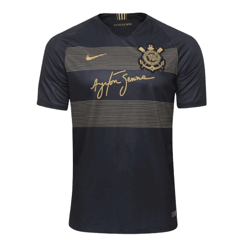 Camisa Corinthians Ayrton Senna 18/19 Retrô - Preta - JH ESPORTES - CAMISA DE TIMES