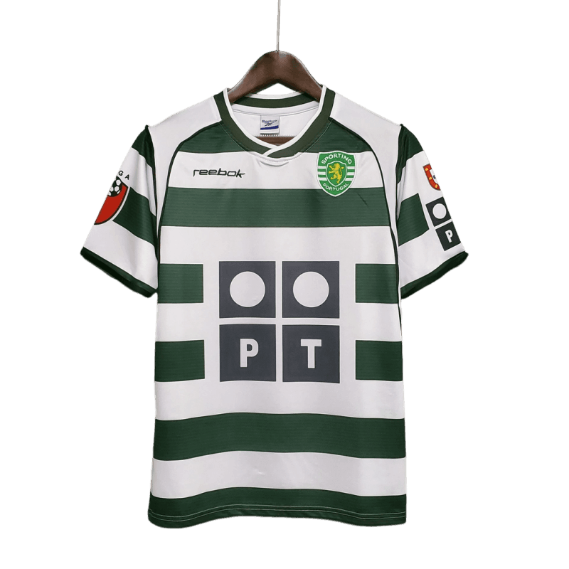 Camisa Retrô Sporting Portugal Home Reebok 2002/03 Masculino Verde e Branco - JH ESPORTES - CAMISA DE TIMES