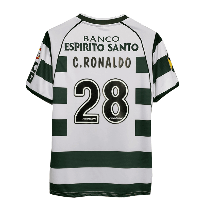 Camisa Retrô Sporting Portugal Home Reebok 2002/03 Masculino Verde e Branco - JH ESPORTES - CAMISA DE TIMES