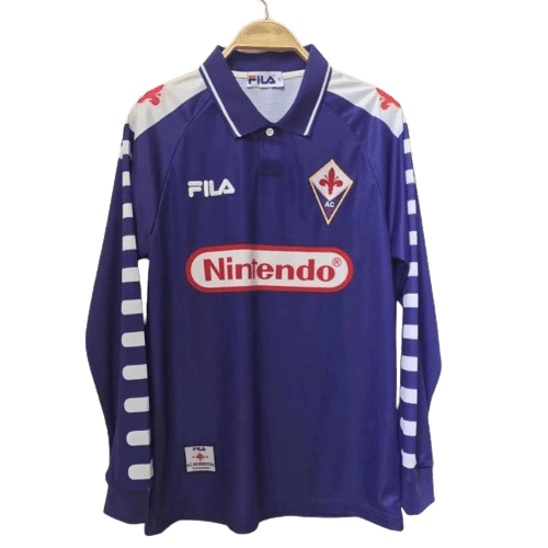 Camisa Fiorentina Retrô Manga Longa 1998/99 - Nintendo - Roxa - JH ESPORTES - CAMISA DE TIMES