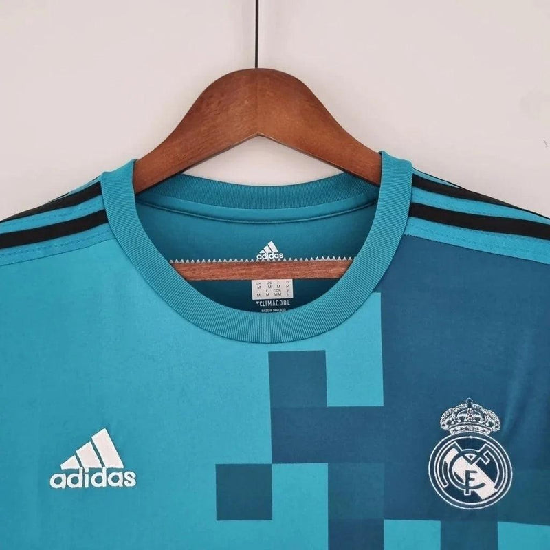 Camisa Retrô Real Madrid II Away 2017/18 Manga Longa Masculino Azul - JH ESPORTES - CAMISA DE TIMES