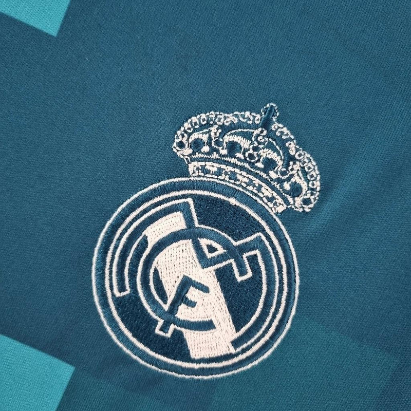 Camisa Retrô Real Madrid II Away 2017/18 Manga Longa Masculino Azul - JH ESPORTES - CAMISA DE TIMES