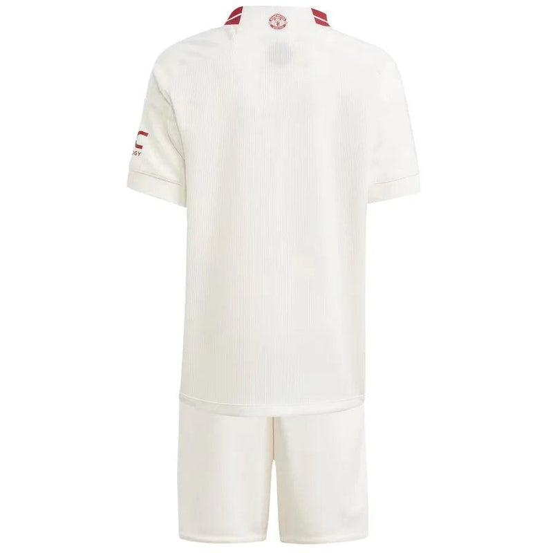 Conjunto Infantil Manchester United lll 2023/24 Branco - Modelo Torcedor