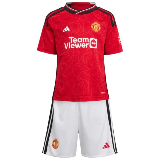 Conjunto Infantil Manchester United l 2023/24 Vermelho - Modelo Torcedor